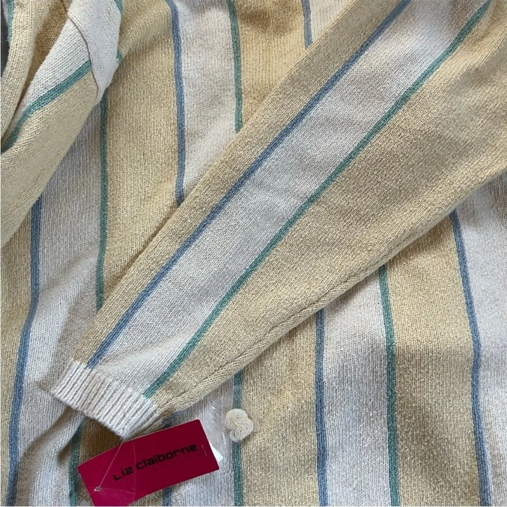 Vintage Liz Claiborne Striped Silk Blend Oversized Sweater 80s Preppy Small NWT